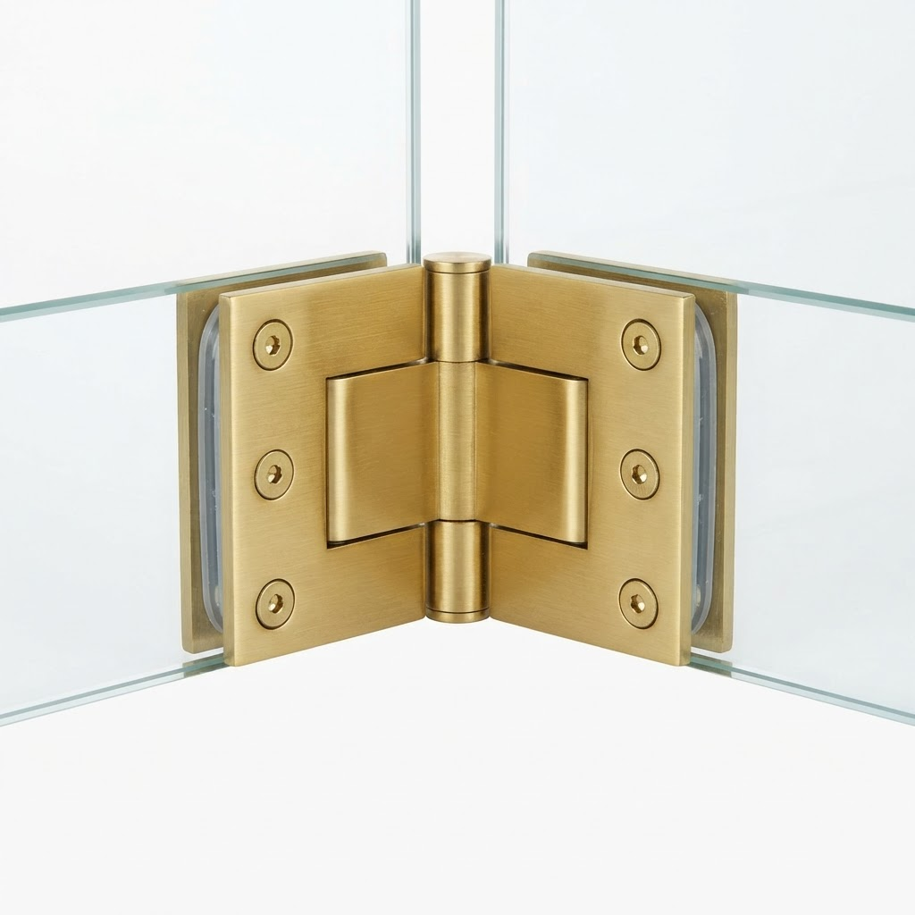 Петля стена-стекло 90°, усиленная, Золото браш